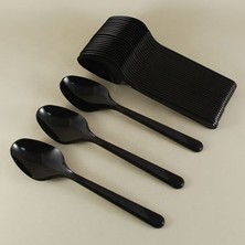 Çözüm Ambalaj Siyah Plastik Kaşık 100'lü Şık Tasarım ile Etkinlikler İçin Pratik Çözüm