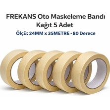 FREKANS Oto Maskeleme Bantı Kağıt 5 Adet .ölçü: 24MM x 35METRE 80 Derece Maskeleme Bandı