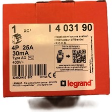 Legrand 4 x 25A 30MA Ac Tipi x c3 Kaçak Akım Koruma Anahtarı 403190