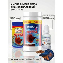 Amore Betta Granulat 125 ml ve Lotus 100 ml Beta Balığı Yemi Yüksek Proteinli Kaliteli Beslenme