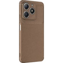 Feifei Realme C61 Kılıf Auto Fus Karbon Kapak - Kahverengi