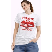 Nidam Butik Türkiye Baskılı Tişört Ay Yıldız 2026 Dünya Kupası Taraftar Forma T-Shirt - Beyaz