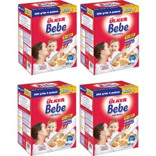 Ülker Bebe Sütlü Bisküvi 800 gr 4'lü Paket 12+ Vitamin İçeren Sağlıklı Atıştırmalık