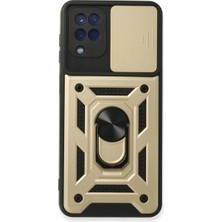 Feifei Galaxy A22 Kılıf Pars Lens Yüzüklü - Gold