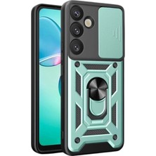 Feifei Galaxy S25 Kılıf Pars Lens Yüzüklü - Yeşil