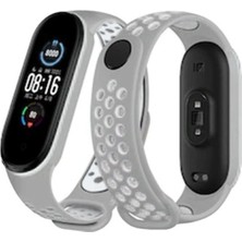 Belirtilmemiş Mi Band 4 Spor Delikli Kordon - Gri-Beyaz