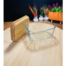 MİEN Mien Bambu Kapaklı 4 Lü Cam Saklama Kabı Kahvaltılık