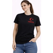Giyimodam Türkiye Ay Yıldız Baskılı Taraftar Forma T-Shirt - Siyah