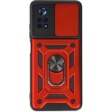 TeknoKapsül Po X4 Pro 5g Kılıf Pars Lens Yüzüklü - Kırmızı