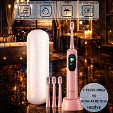 Mioji Oral B8 Care Şarj Edilebilir Diş Fırçası Pembe + (3 Yedek Başlık ve Taşıma Çantası Hediye)