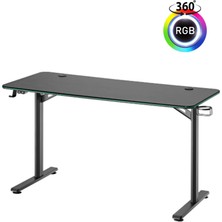 Viyero Warden T-Ayak 360° RGB Karbon-Fiber Oyuncu Masası 18mm 136x60x75CM GD-13608-2-BLK