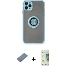 İlk El Grup Ieg™ iPhone 11 Pro Kılıf Yörünge Çizgi - Siyah 20D Premium Cam Ekran Koruyucu + Pembe Shine Kamera Lens Koruma Cam