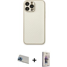 İlk El Grup Ieg™ iPhone 13 Pro Max Ahenk Işık - Siyah Bilvis 3D Cam Ekran Koruyucu + Mavi Rainbow Kamera Lens Koruma Cam