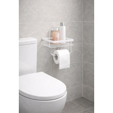 TncPatiShop Güçlü Yapışkanlı Beyaz Tuvalet Kağıtlığı Askısı Yedekli Tuvalet Kağıtlık Wc Kağıtlık Aksesuarı