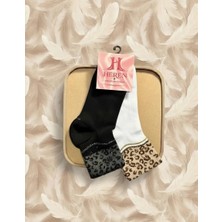 Heren Leopar Desenli , 2'li Taşlı Kadın Soket ,parfüm Kokulu, Premium Serisi