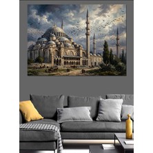 Artmeg Istanbul Süleymaniye Camii ve Şehir Dekoratif Kanvas - Mdf Ahşap Tablo
