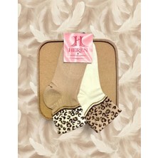 Heren Leopar Desenli , 2'li Taşlı Kadın Soket ,parfüm Kokulu, Premium Serisi