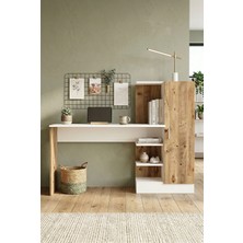 Robin Home Çocuk Genç Kitaplıklı Çalışma Masası Çam Beyaz