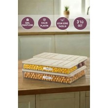Selka Home 3'lü Set ( 1 Adet 2,25 2 Adet 1 Lt. ) Nora Organizer Buzdolabı Buzluk Düzenleyici Saklama Kabı