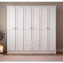 Noiss Home Decor Spring 6 Kapaklı Gardırop 2 çekmeceli Geniş Hacimli