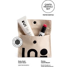 INO Beauty Peony Stick Ruj & Allık 8,77Gr + Ruby Gold Işıltılı Nemlendirici Yüz Kremi + Makyaj Çantası