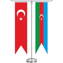 Bayrak Online T Kırlangıç Azerbaycan Masa Bayrağı Takımı 8x32 cm