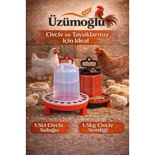 Üzümoğlu 1.5kg ve 1.5lt Yemlik Suluk 2li Set Civciv Yemlik Civciv Suluk Ikisi Bir Arada