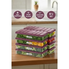 Selka Home 8 Adet 1 Lt. Nora Organizer Buzdolabı Buzluk Düzenleyici Saklama Kabı