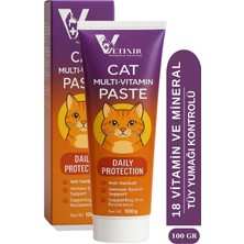 Vetixir Kediler İçin Tüy Yumağı Önleyici Multi Vitamin Macun Kedi Multi Vitamin Paste 100gr