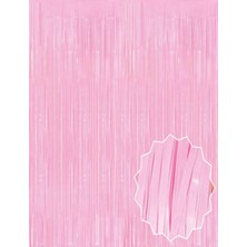 Sylar Soft Pembe Püsküllü Kapı Perdesi - Parti, Baby Shower, Cinsiyet Partisi 1x2 M