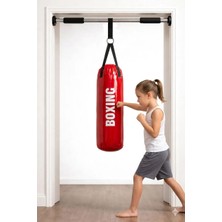 Spor Byfit 50 cm x 20 cm Çocuk Kırmızı Boks Kum Torbası + Barfiks Asma Demiri