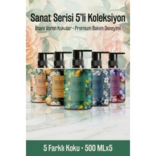 Sıvı Sabun Sanat Koleksiyonu Deneme Seti: Tablo Gibi Şişe Muhteşem Koku Nemlendiricili 5 Adet 500 ml