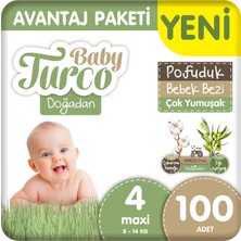 Baby Turco Doğadan Avantaj Paketi Pofuduk Bebek Bezi 4 Numara Maxi 100 Adet