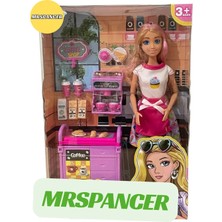 Mrspancer 098416 - Kutulu Kafe Işleten Sarı Pembe Saçlı Oyuncak Bebek Set 11,5 Inç