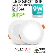 Suled 9W Spot LED Lamba 2'li Set Gömme Spot Işık 810LM Beyaz Işık Tasarruflu Tavan Dolap Ev & Iş Yeri