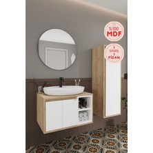 Balneom Gül Beyaz 70 cm Banyo Dolabı+Ayna+Lavabo+Boy Dolabı