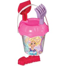 Dede Barbie Temalı Küçük Kova Set (Suluklu) Pembe Renkli 5 Parça Plaj Oyun Seti