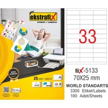 Ekstrafix Laser Etiket 100 Yaprak 70X25Mm Laser-Copy-İnkjet Fix-5133