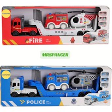 Mrspancer 001809E - Minik Tır Severler Için Polis Veya Itfaiye Temalı 3lü Oyuncak Tır Seti 1 Adet