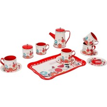 Mrspancer 049396 - Metal Çay Seti Çiçek Desenli Oyuncak Seti - Bardak Çaydanlık Vb.