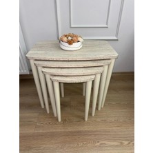 Başaran Mobilya Üst Kalite Traverten Mdf Lam Gürgen Ayak Lake Boyalı Zigon Sehpa