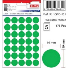 Tanex Ofis Etiketi Poşetli Yuvarlak 19 Mm Mix Color Ofc-131 (10 Lu Paket)
