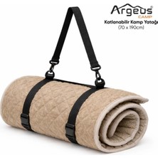 Katlanır Kamp Yatağı - Yer Yatağı - Taşınabilir - Argeus - Bej - 70X190CM  - Omuz Askılı