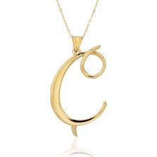 Bilezikci Ç Harfi 14 Ayar Altın Kolye