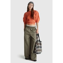 United Colors Of Benetton Haki Kadın / Kız KDN_%100 Pamuk Beli Lastikli Geniş Paça Pantolon Model Kodu: 4PAXDF0A4HAKI