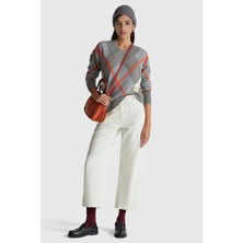 United Colors Of Benetton Ekru Kadın / Kız KDN_%100 Pamuk Önü Yama Cepli Düz Paça Pantolon Model Kodu: 494BDE02I0R2