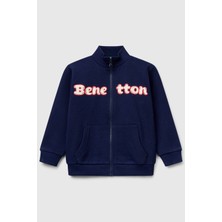 United Colors Of Benetton Lacivert Erkek Ek_benetton Logo Işlemeli Fermuarlı Sweatshirt Model Kodu: 3J70G503MLACIVERT