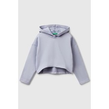 United Colors Of Benetton Lila Kadın / Kız Kj_arkası Logo Etiketli Kapüşonlu Relax Fit Sweatshirt Model Kodu: 3UNIC204LLILA