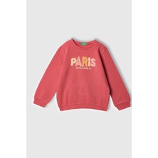 United Colors Of Benetton Fuşya Kadın / Kız Kk_grafik Baskılı Ribanalı Bisiklet Yaka Sweatshirt Model Kodu: 3J68G10J0FUŞYA