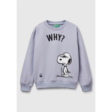 United Colors Of Benetton Lila Kadın / Kız Kj_peanuts Baskılı Logo Etiketli Bisiklet Yaka Sweatshirt Model Kodu: 3UNIC10NF2M2